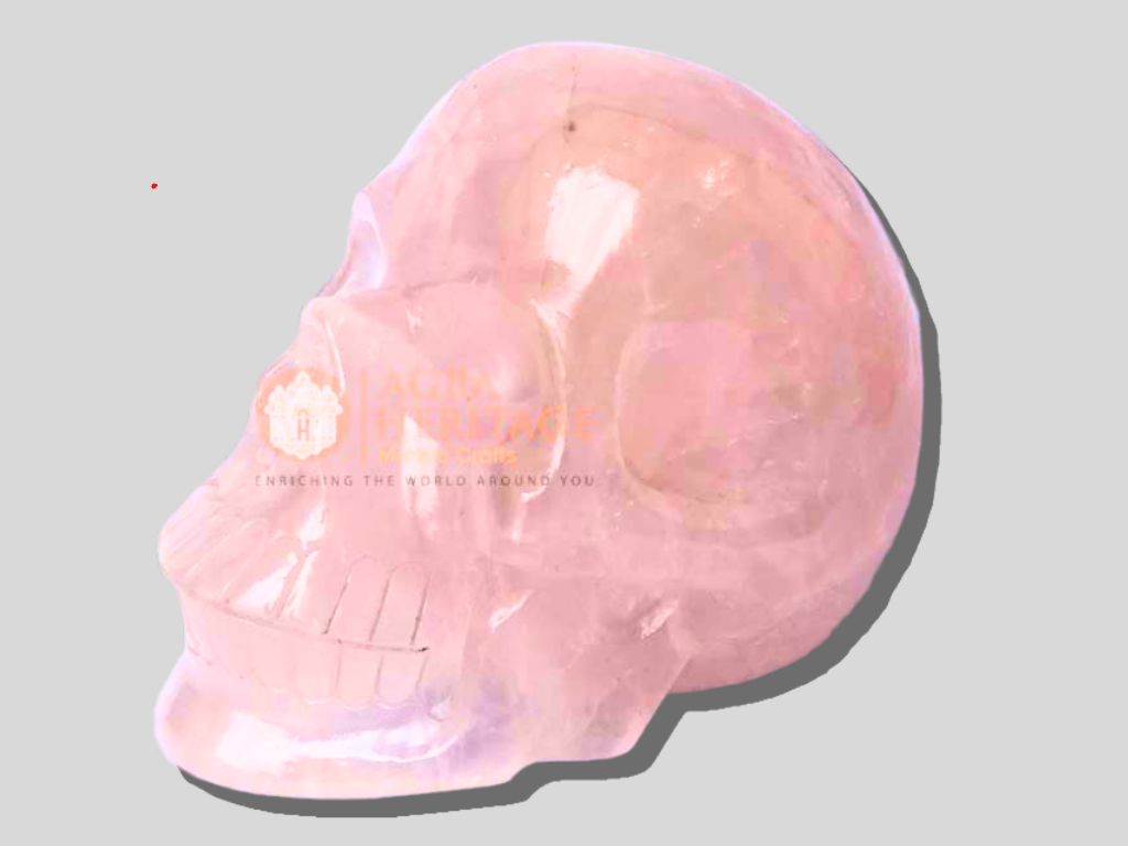 Handmade Stone Rose Quartz Skull for Sale